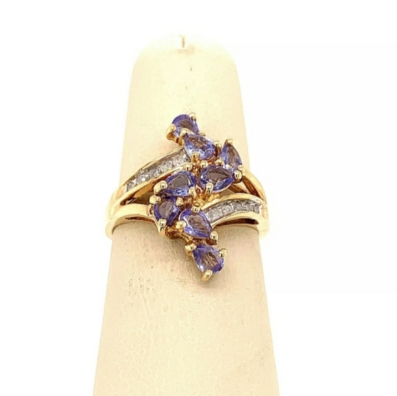14K SOLID GOLD NATURAL TANZANITE RI… - Picture 1 of 5